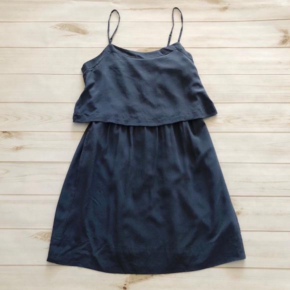 Madewell Dresses & Skirts - Madewell Silk Overlay Cami Dress Steel Blue Gray